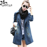 Spring Autumn Denim Jacket Women Long Coat Double-Breasted Casual Loose Size 4XL Jeans Jacket Elegant Female Basic Coat72